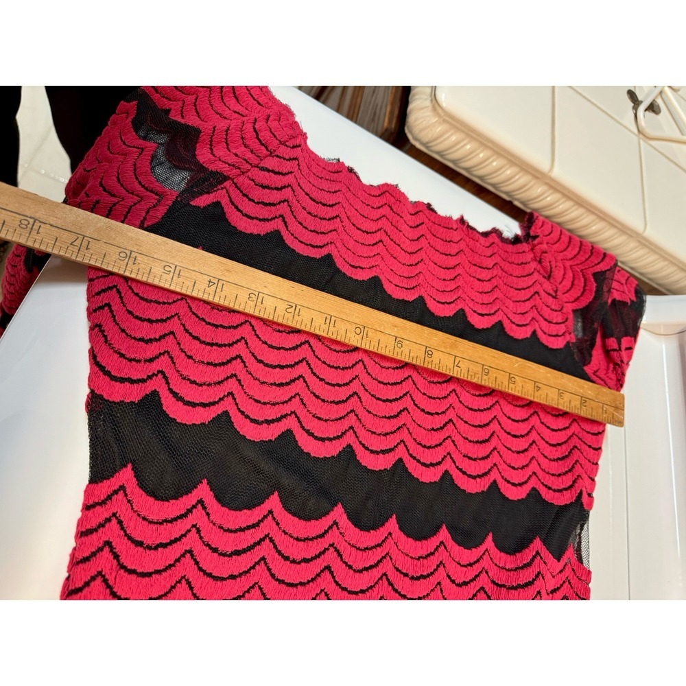 Women's Nora.z Paris Boutique Red & Black Maxi Dress Size Large Sheer Hem Prom - Picture 11 of 11